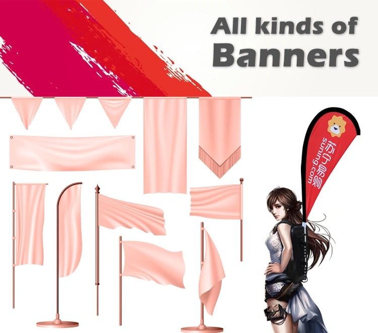 Outdoor Beach Business Advertising Vinyl Canvas Wind Waterproof Feather Lightweight Durable Double Sided Flag Popup Display Stand Swooper Teardrop Flying Banner
